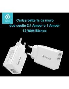 Carica Batterie 2 Uscite 2.4 Amper e 1 Amper 12 Watt Bianco