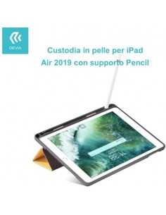 Custodia in pelle per iPad Air 2019 con supporto Pencil Nera