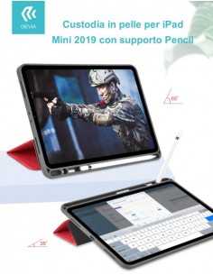 Custodia pelle per iPad Mini 2019 con supporto Pencil Nera