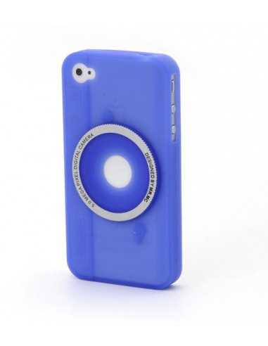 Blue camera silicon case for iphone 4/4s