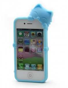 blue gato style silicone case for iphone 4/4s