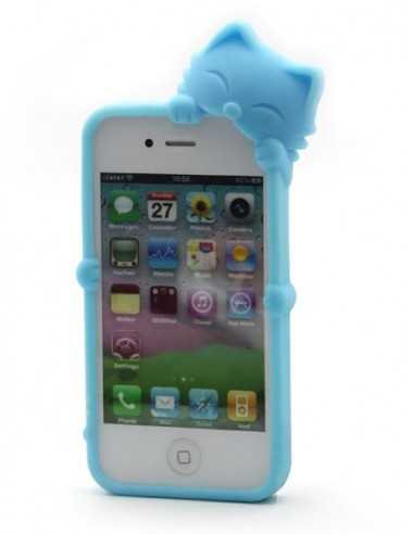 blue gato style silicone case for iphone 4/4s