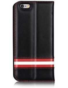 Cover a Libro in Pelle Italiana Bally iPhone 6/6S Plus Nera