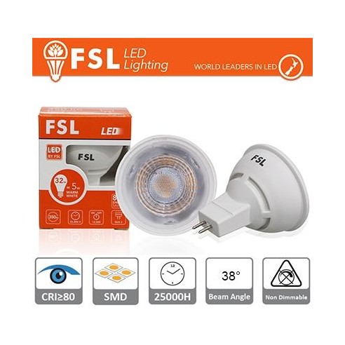 MR16 Lampadina LED - 6W 3000K 500LM 38º CRI80 AC/DC 12V