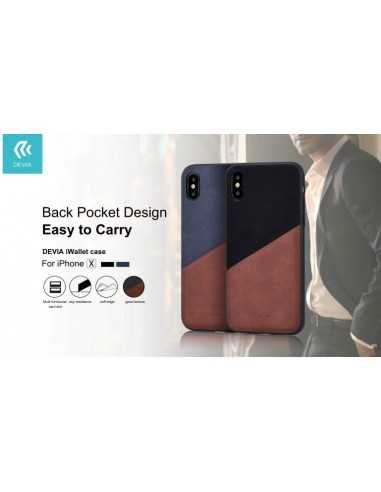 Cover Devia iWallet con Tasca per iPhone X Blu