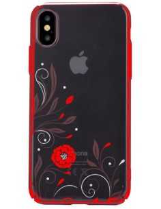 Cover Con Swarovski Crystal Petunia per iPhone X Rossa