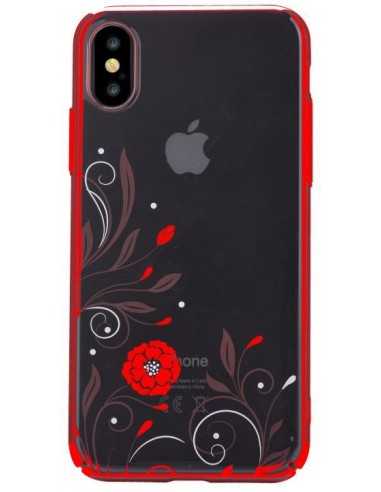 Cover Con Swarovski Crystal Petunia per iPhone X Rossa