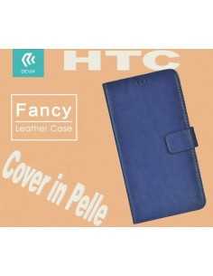 Custodia a Libro in Pelle Per HTC M10 Blu