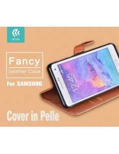 Custodia a Libro in Pelle Per Samsung Galaxy S6 Edge Marrone