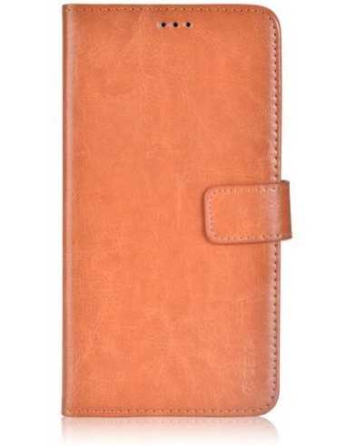 Custodia a Libro in Pelle Per Samsung Galaxy S6 Edge+ Marron