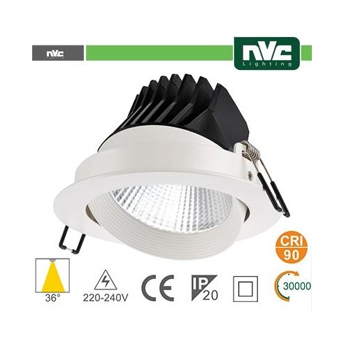 Faro direzionabile LED IP20 35W 4000K 2400LM 36° FORO:150mm