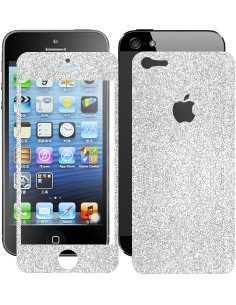 Skin Glitter fronte retro per Apple iPhone 5 Argento
