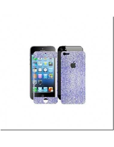 Skin Glitter fronte retro per Apple iPhone 5 Blu Argentato