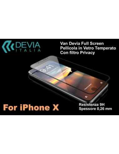 Pellicola Vetro Temperato Full Screen Privacy per iPhone X