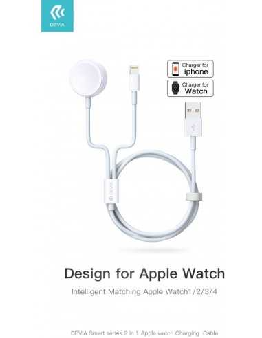 Caricatore Wireless per SmartWatch Apple 2 in 1 Bianco