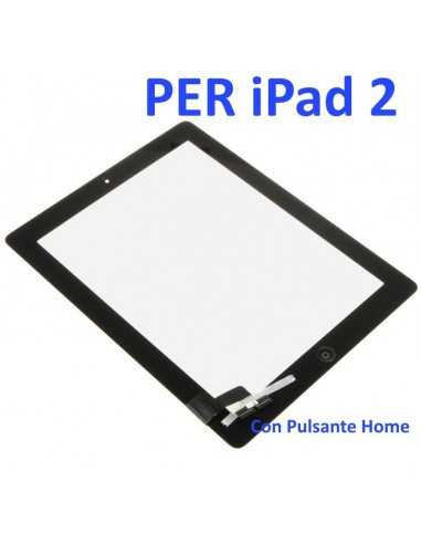 Touch Screen con Pulsante Home e Adesivo per iPad 2 Nero