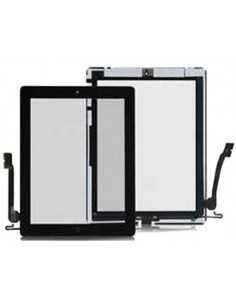 Touch Panel con Pulsante e adesivo per iPad 4 Nero AAA+