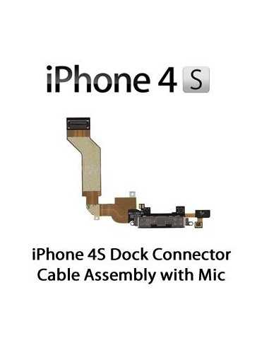 Connettore Carica e Microfono Flat per iPhone 4S Nero