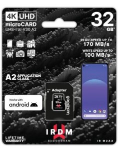 microSD IRDM by GOODRAM 32GB UHS I U3 A2 + adapter