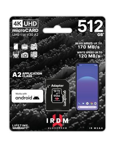 microSD IRDM by GOODRAM 512GB UHS I U3 A2 + adapter