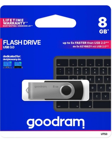 Pendrive GoodRAM 8GB UTS3 BLACK USB 3.0 - retail blister