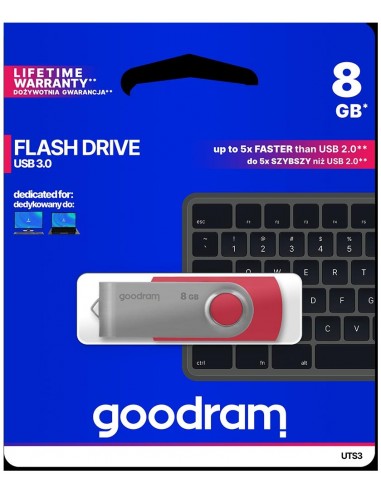 Pendrive GoodRAM 8GB UTS3 RED USB 3.0 - retail blister