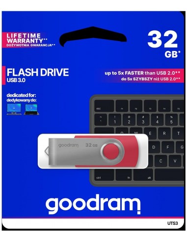 Pendrive GoodRAM 32GB UTS3 RED USB 3.0 - retail blister