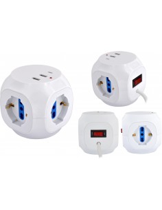 Multipresa Cubo da tavolo 3pos bip/schuko + 3USB + TypeC