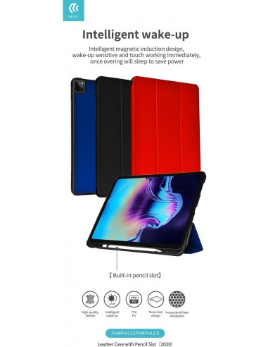 Cover in pelle con supporto pencil iPad 12.9 Pro 2020 Nera