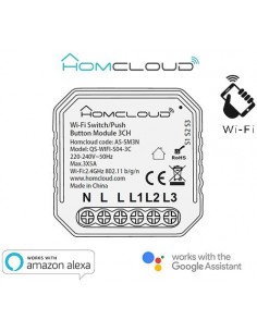 Modulo PuIsante/Interruttore 3CH Wi-Fi da incasso
