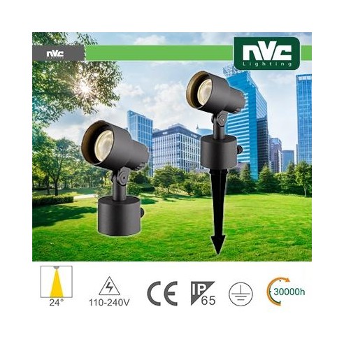 Faretto da giardino con picchetto 9W 3000K IP65 24°